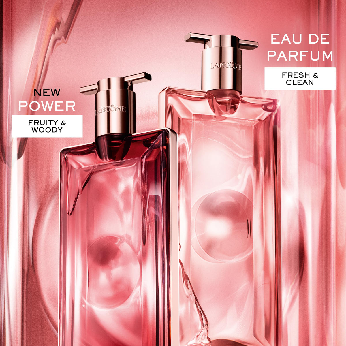 Lancôme Idôle Power signature rose visual emphasizes the iconic floral heart.