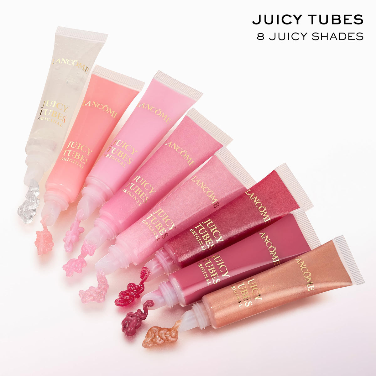 Lancôme Juicy Tubes close-up shows the glassy, ultra-shiny finish.