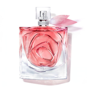 Lancôme La Vie Est Belle Rose Extraordinaire bottle with crystal smile, suggesting lasting elegance