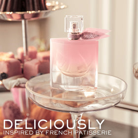Lancôme La Vie Est Belle Vanille Nude close detail with rose-gold accents for vanity display