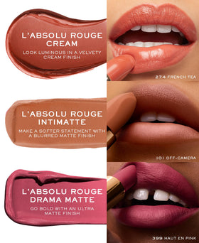 Lancôme L'Absolu Rouge ideal for any occasion look on lips.