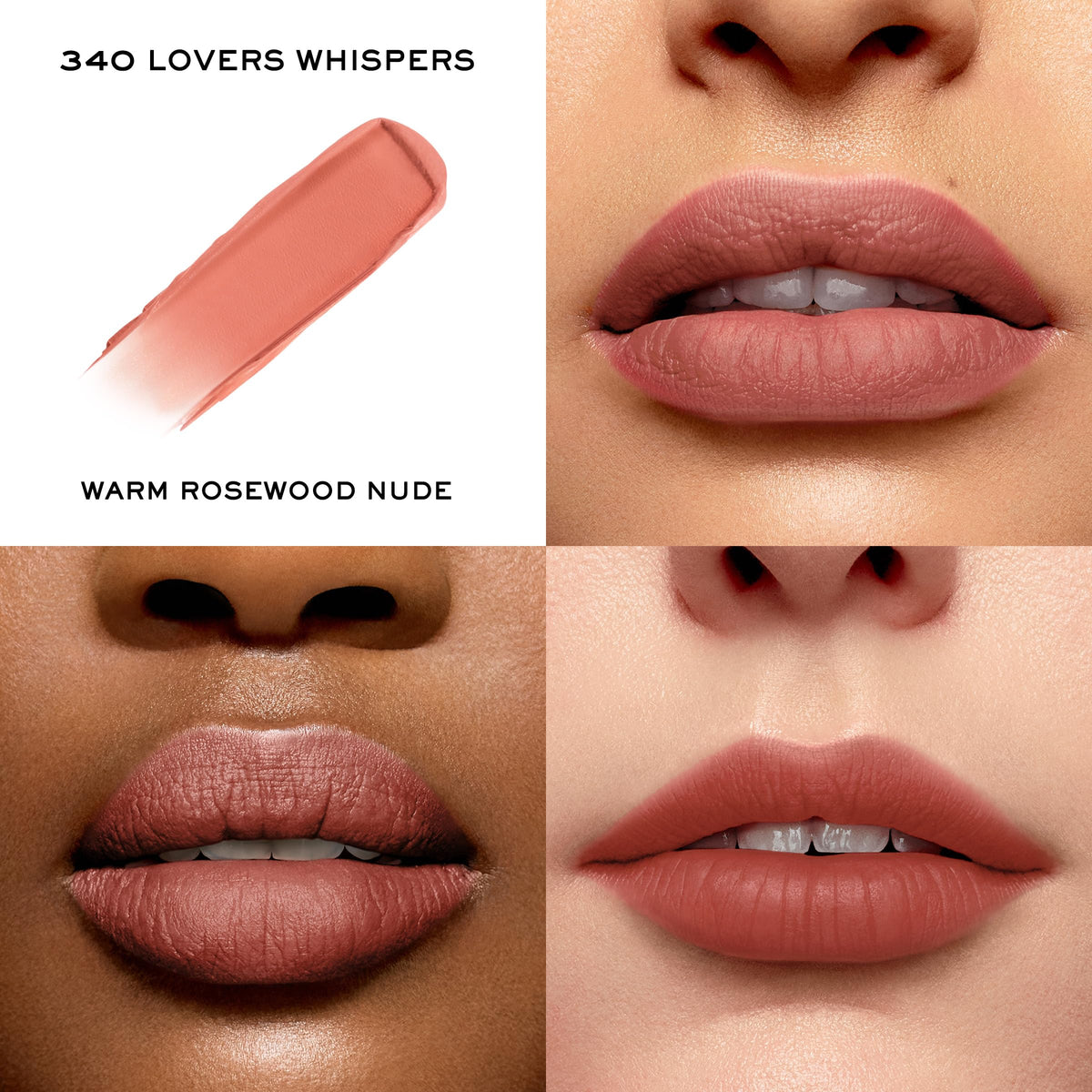 Lancôme L'Absolu Rouge Intimatte lip swatches nude demonstrate shade versatility