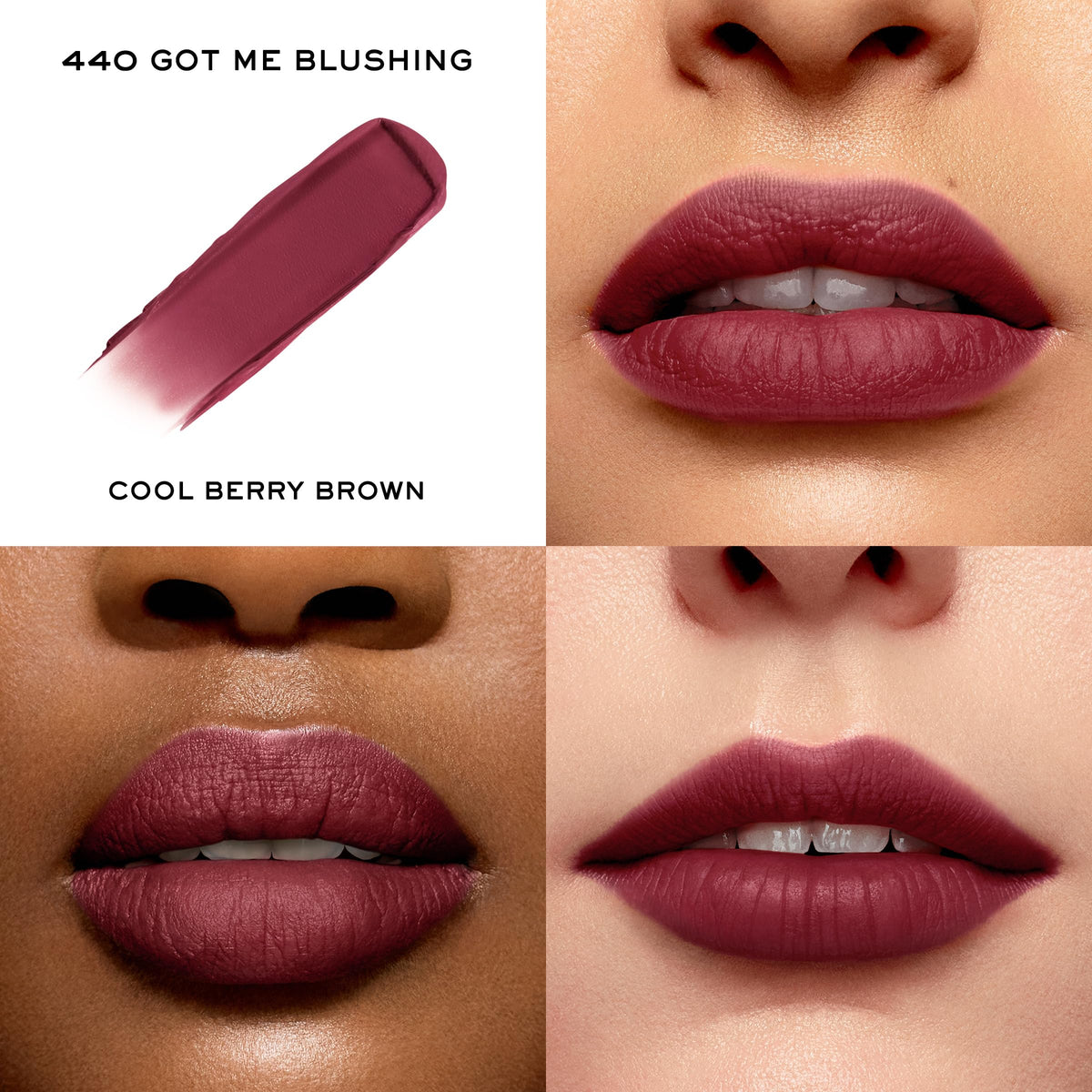 Lancôme L'Absolu Rouge Intimatte swatch shows rich color with soft matte finish.