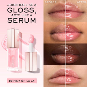 Lancôme Lip Idôle JuicyTreat applicator contouring lips for even coverage.