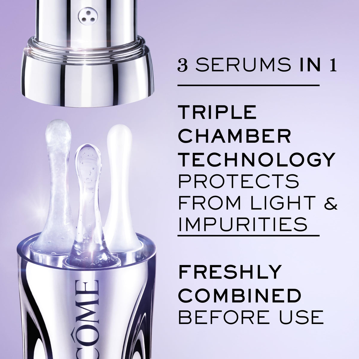 Lancôme Rénergie H.C.F. Triple Serum Eye texture swatch demonstrates smooth application.