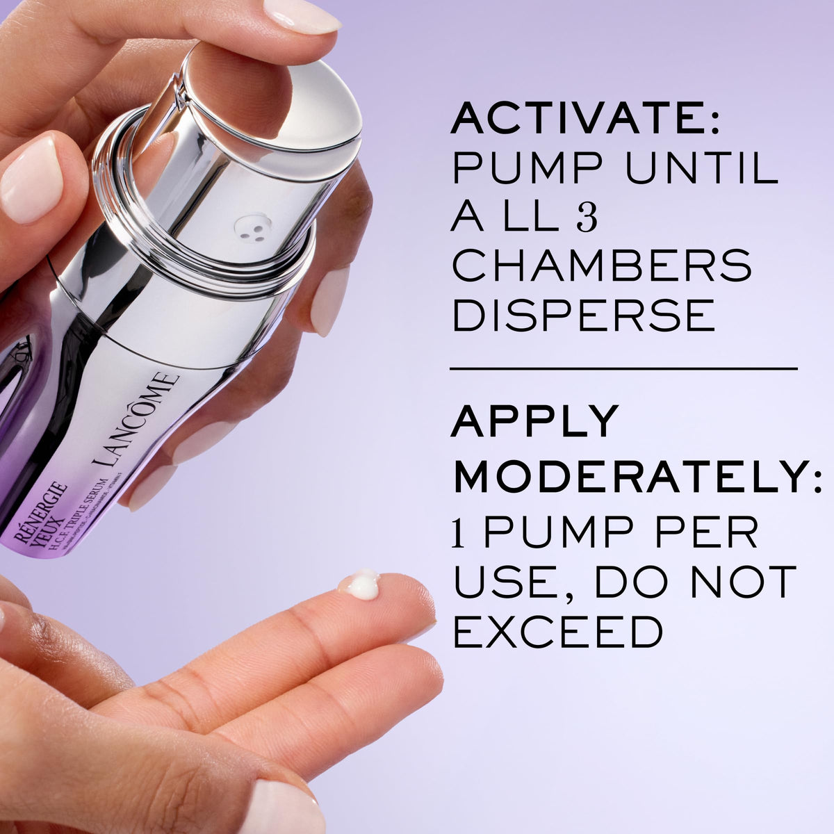 Lancôme Rénergie H.C.F. Triple Serum Eye under-eye area with visible de-puffing potential.