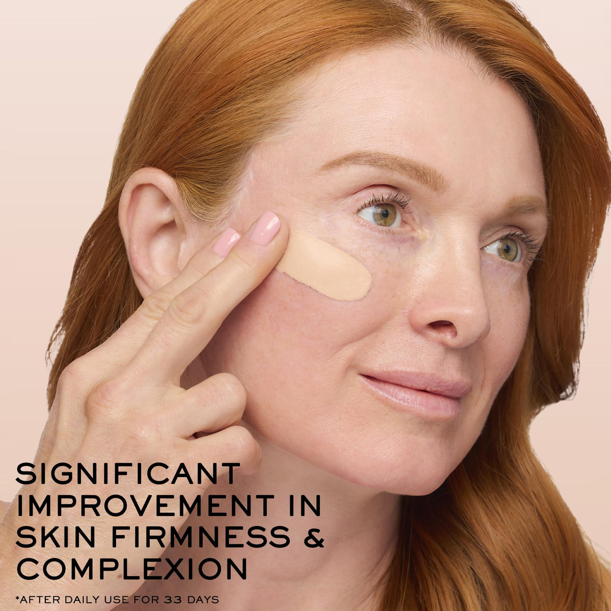 Lancôme Renergie Lift Foundation applied evenly for medium-to-full coverage and hydration.