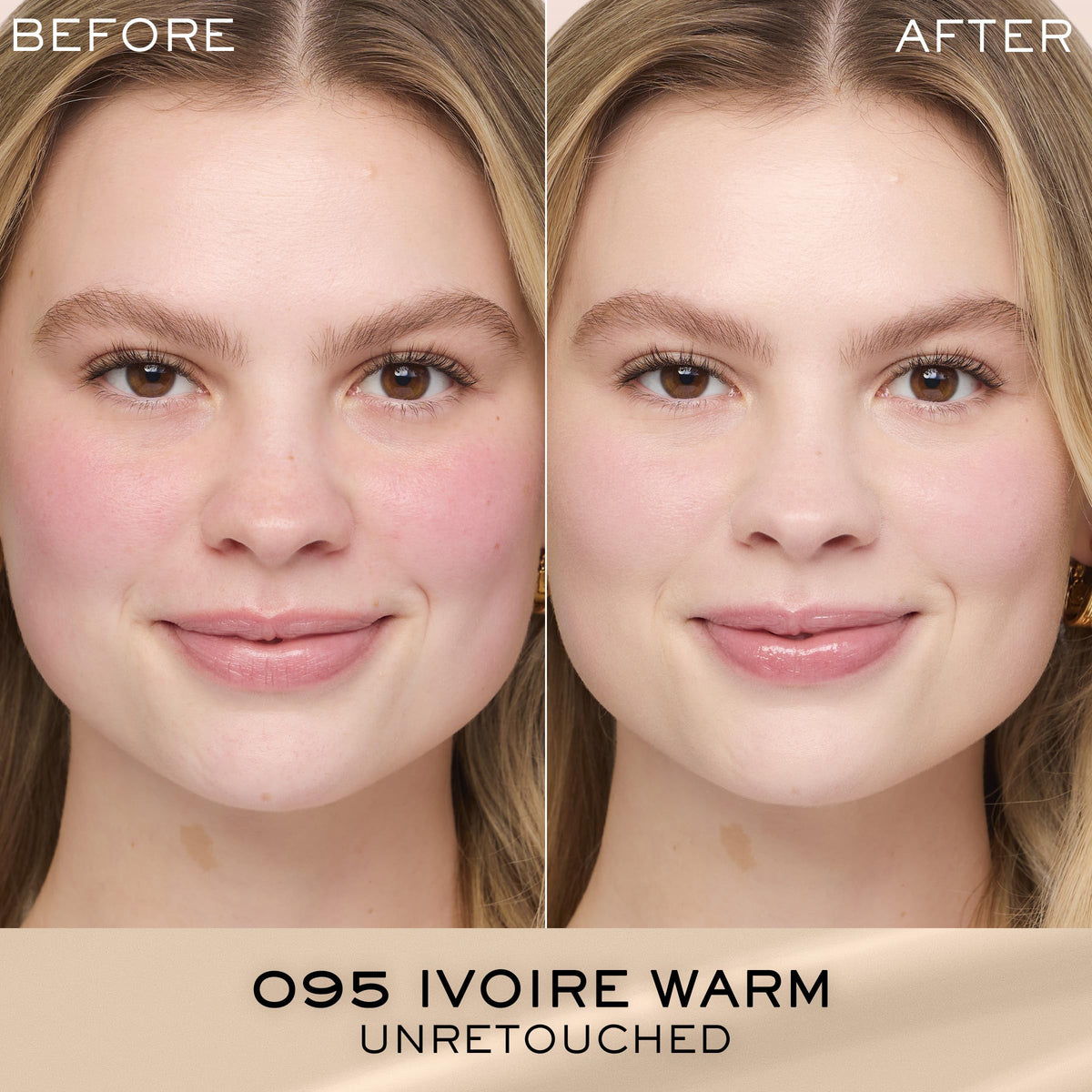 Lancôme Renergie Lift foundation swatch on arm highlights natural tone and luminous finish.