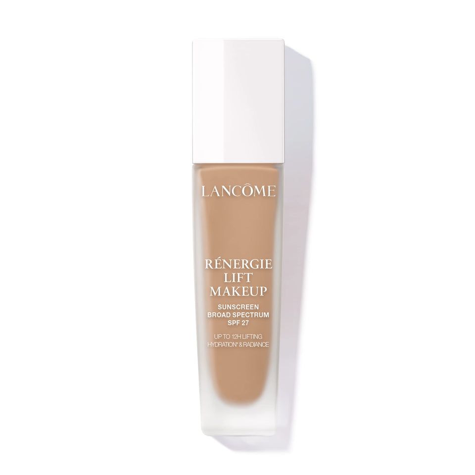 Lancôme Renergie Lift Foundation bottle showing radiant, hydrated skin for daily wear.