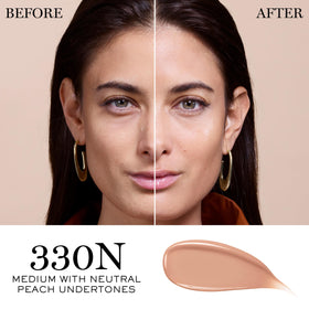 Lancôme Teint Idole Ultra Wear swatches on skin displaying natural glow and shade match