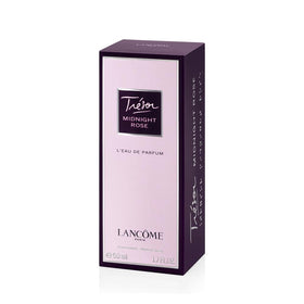 Lancôme Trésor Midnight EDP bottle back view, showcasing premium glass and design.