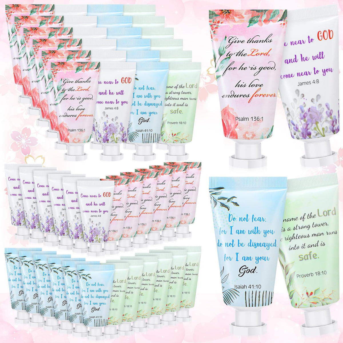 Landhoow 24-pack hand cream bulk packaging with four gifting patterns.