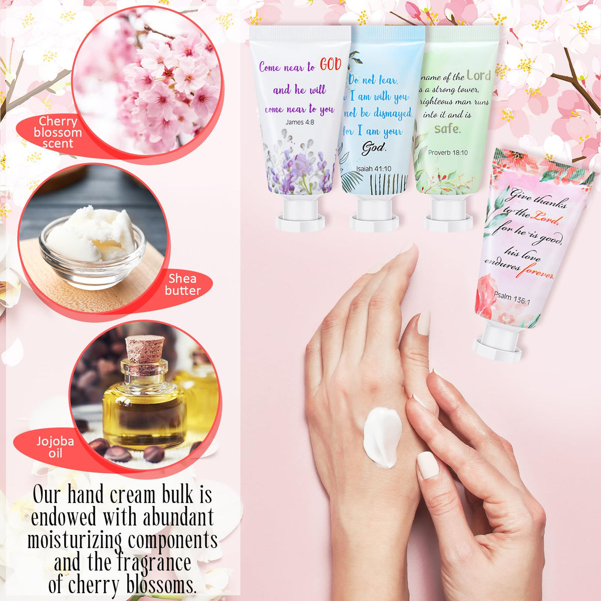 Landhoow watercolor bible-verse pattern hand cream close-up for daily moisturization.