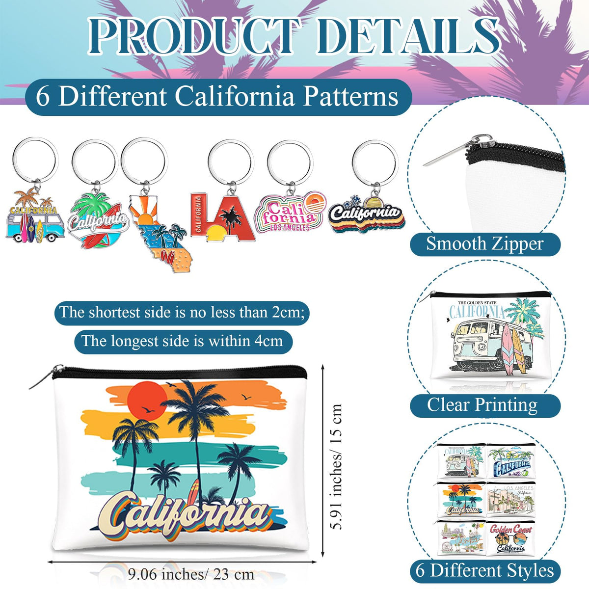 Landical California cosmetic bag design 2 ideal travel pouch and gift