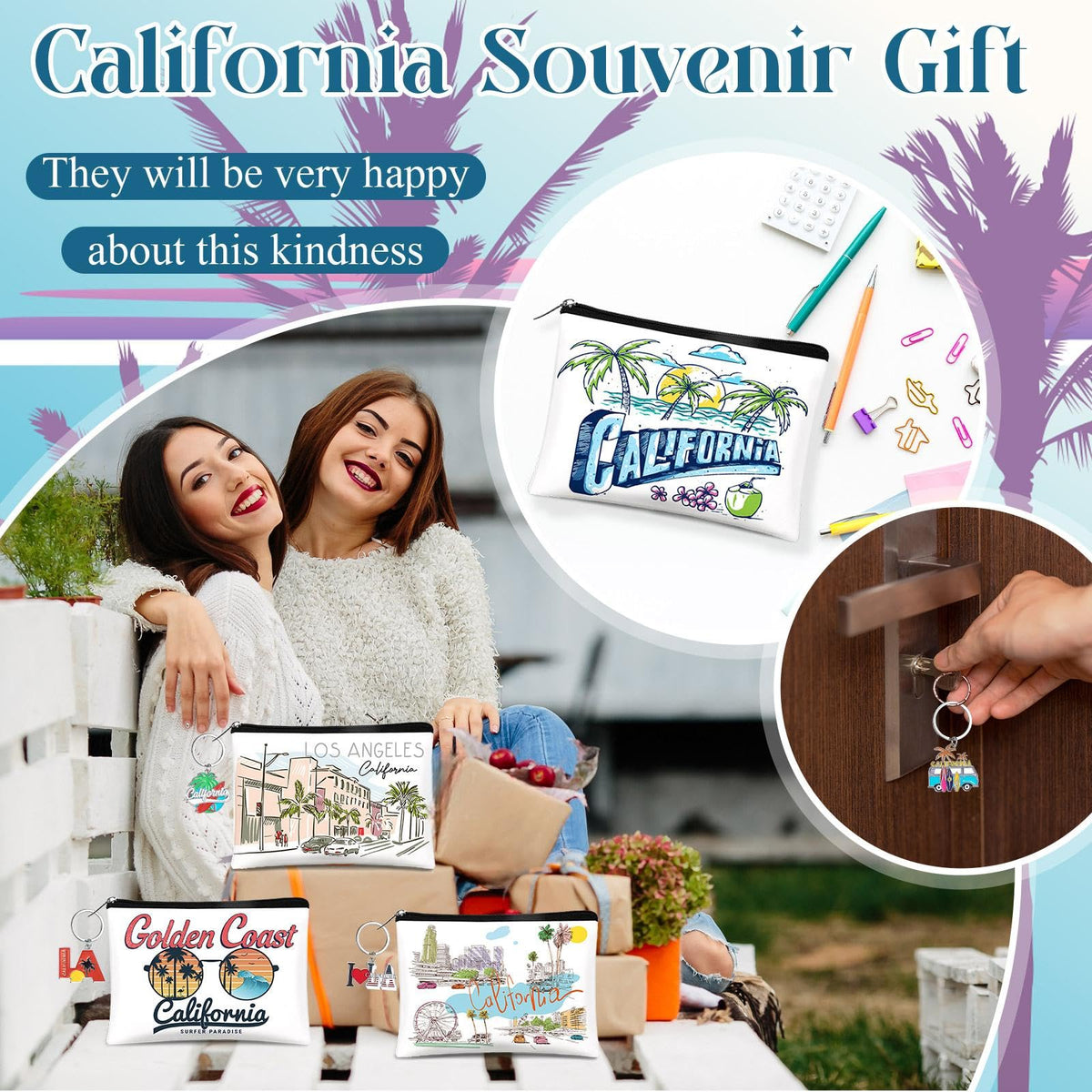 Landical California metal keychain design 3 vibrant finish for gifts