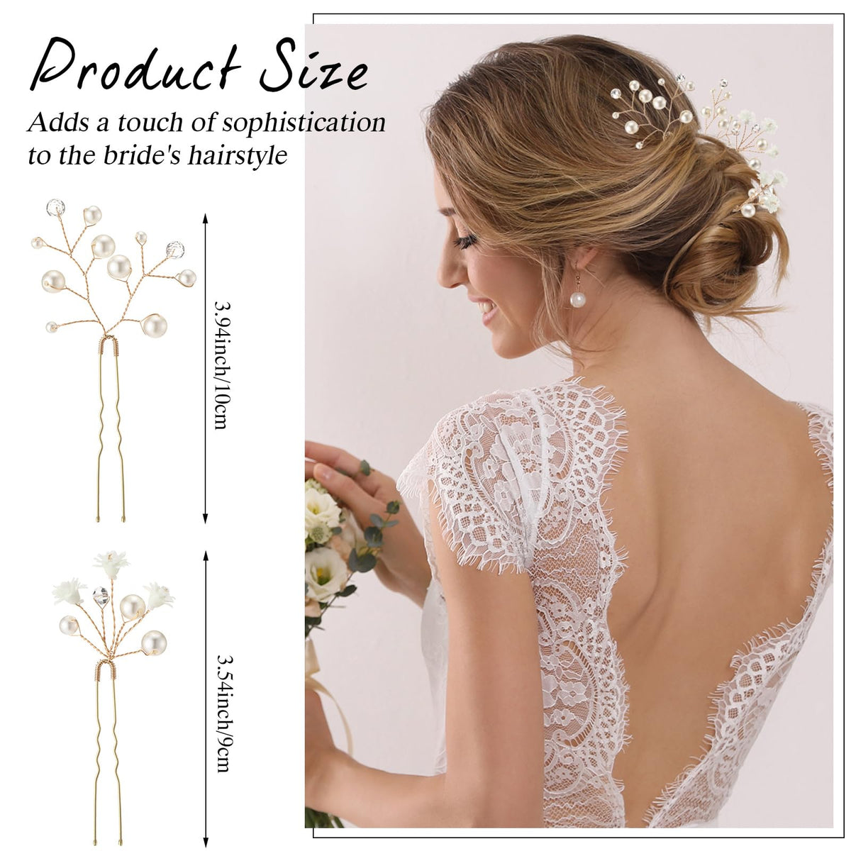 Landical Crystal Pearl Hair Pin captures light for glamorous bridal styling