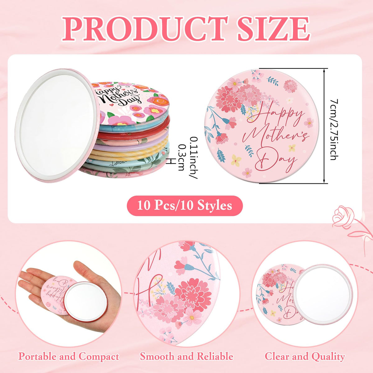 Landical 7 cm compact mirror for quick touch-ups on the go.