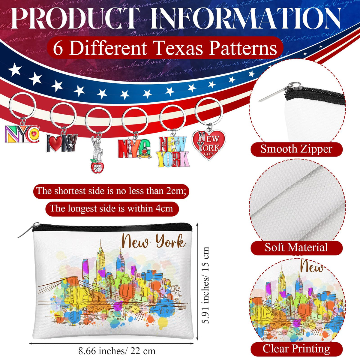 Landical New York cosmetic bag design 2 vibrant colors for stylish travel organization