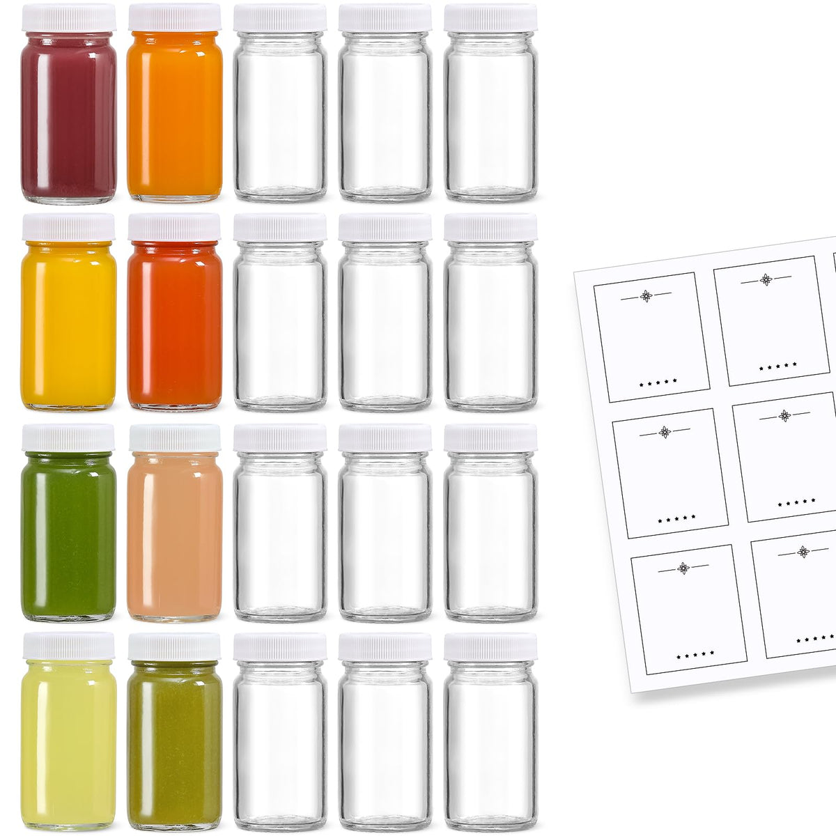 LANDNEOO 2oz glass bottle with white cap for on-the-go wellness shots