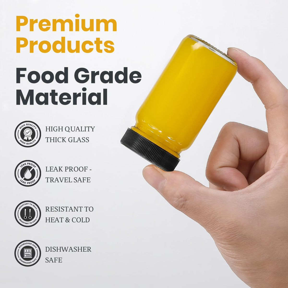 LANDNEOO dishwasher-safe mini bottles ideal for sauces, dressings, or shots.