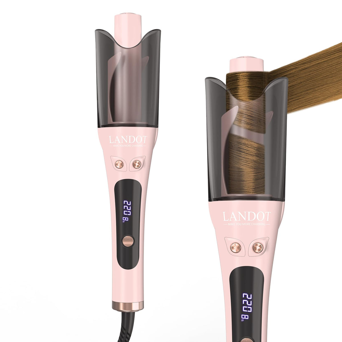 LANDOT automatic rotating curling iron 1-inch creates quick, effortless curls for everyday styling.