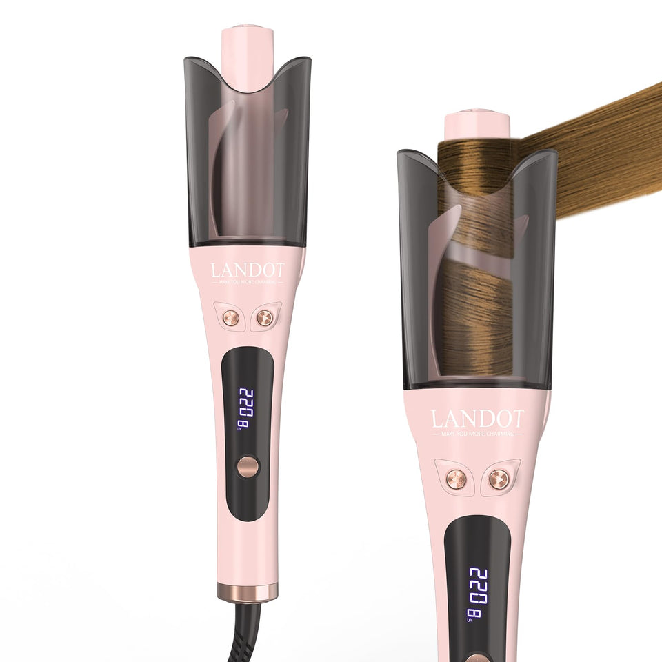LANDOT automatic rotating curling iron 1-inch creates quick, effortless curls for everyday styling.
