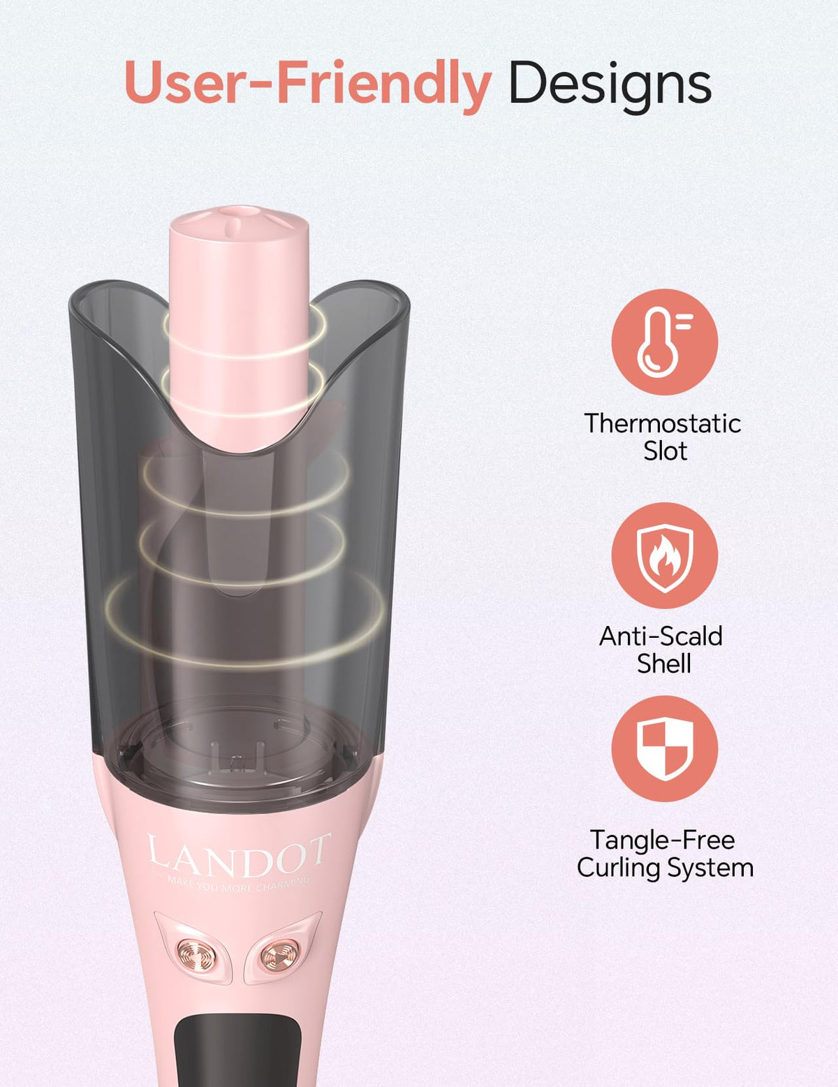 LANDOT beginner-friendly auto curler makes confident curls without guesswork.