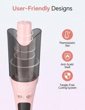 LANDOT beginner-friendly auto curler makes confident curls without guesswork.