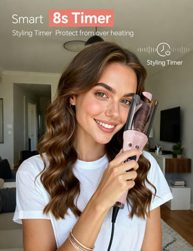 LANDOT ceramic barrel delivers even heat for smoother, frizz-controlled waves.