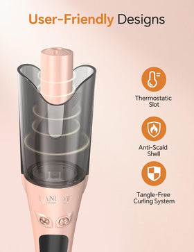 LANDOT cool touch insulation curling iron highlighting safe barrel