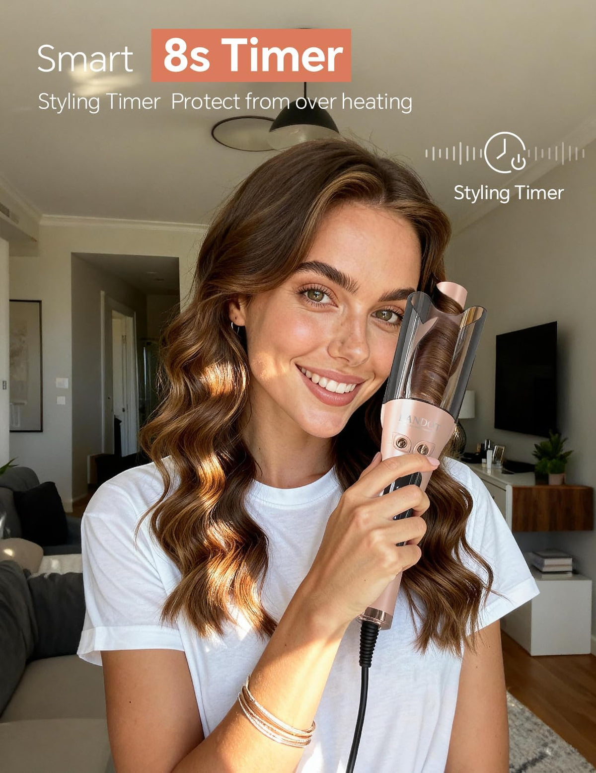 LANDOT dual voltage travel compatibility curling iron for worldwide use