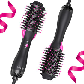 LANDOT hair blow dryer brush with oval barrel for instant volume and salon-like lift.