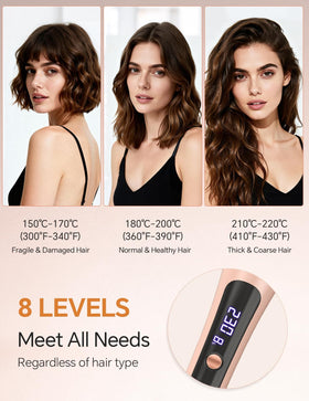 LANDOT rose gold finish curling iron with ergonomic handle for comfortable styling