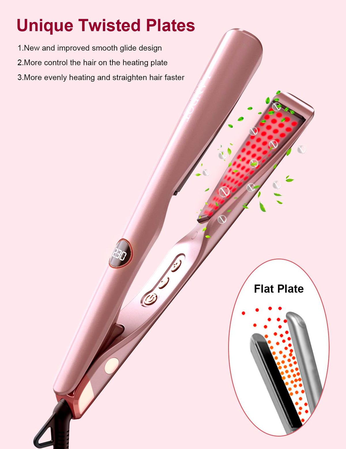 LANDOT tourmaline ceramic plates close-up highlight frizz control.