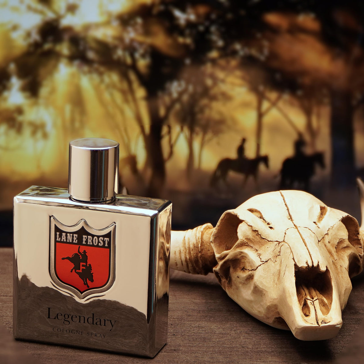 Lane Frost Legendary Cologne lifestyle shot with a man conveys confident, subtle scent for evenings out.