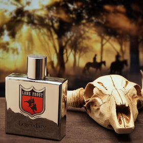 Lane Frost Legendary Cologne lifestyle shot with a man conveys confident, subtle scent for evenings out.