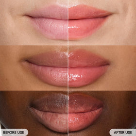 Laneige Glaze Craze Peach Glaze Lip Serum hydration on lips.