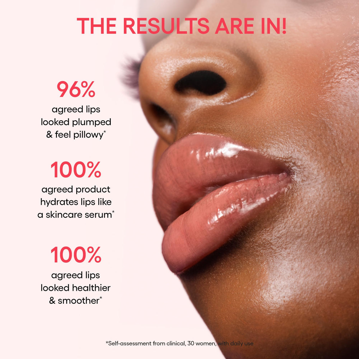 Laneige Glaze Craze Peach Glaze Lip Serum swatch shows shine.