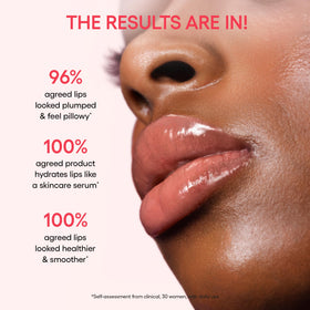 Laneige Glaze Craze Peach Glaze Lip Serum swatch shows shine.