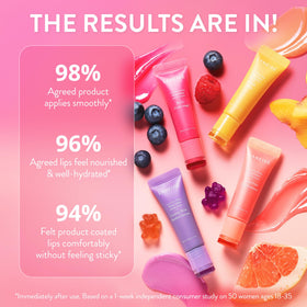 LANEIGE Lip Glowy Balm Peach closeup shows butter texture for nourished lips.