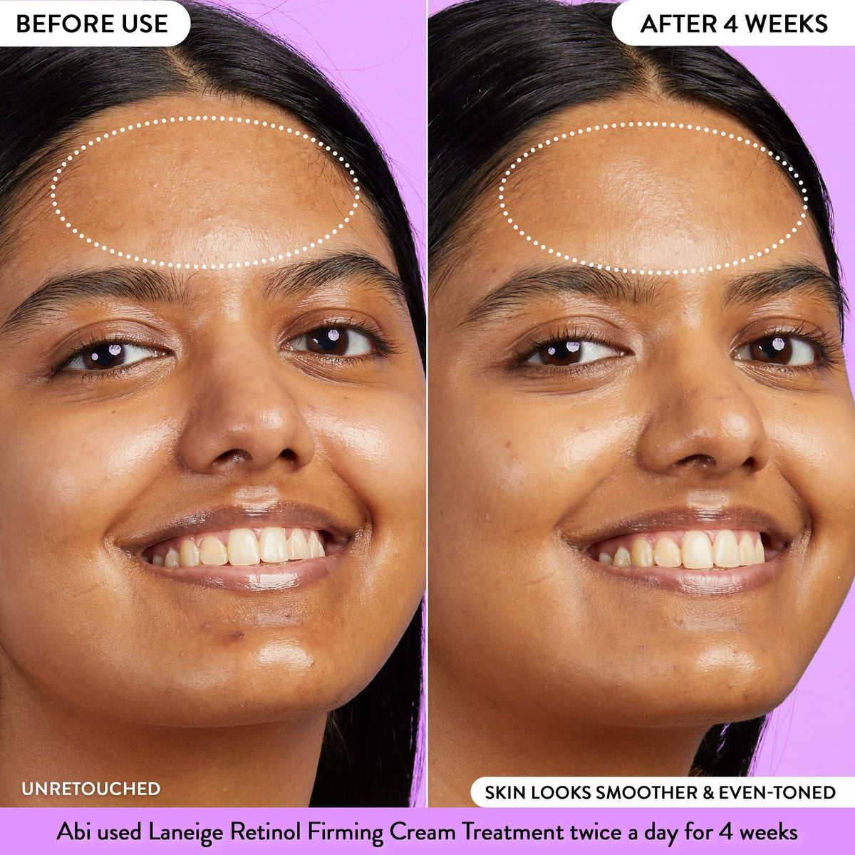 Applying Laneige Retinol Firming Cream to targeted facial areas