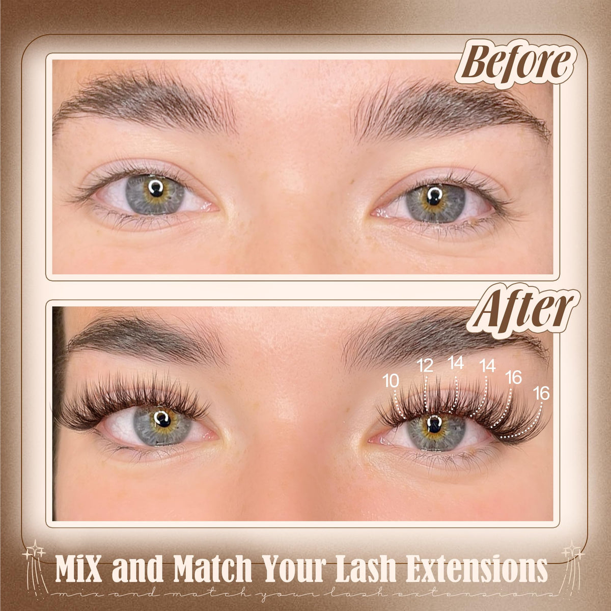 Lanflower brown wispy lashes on eye create natural daily enhancement.