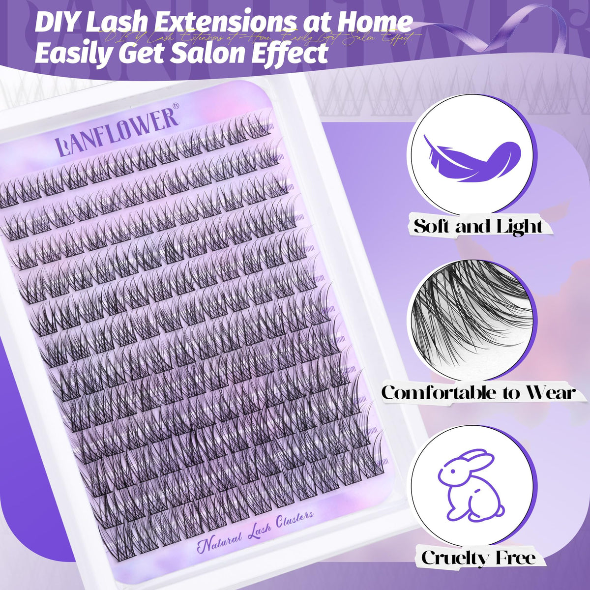 LANFLOWER DIY lash-extension at home for salon-quality results.