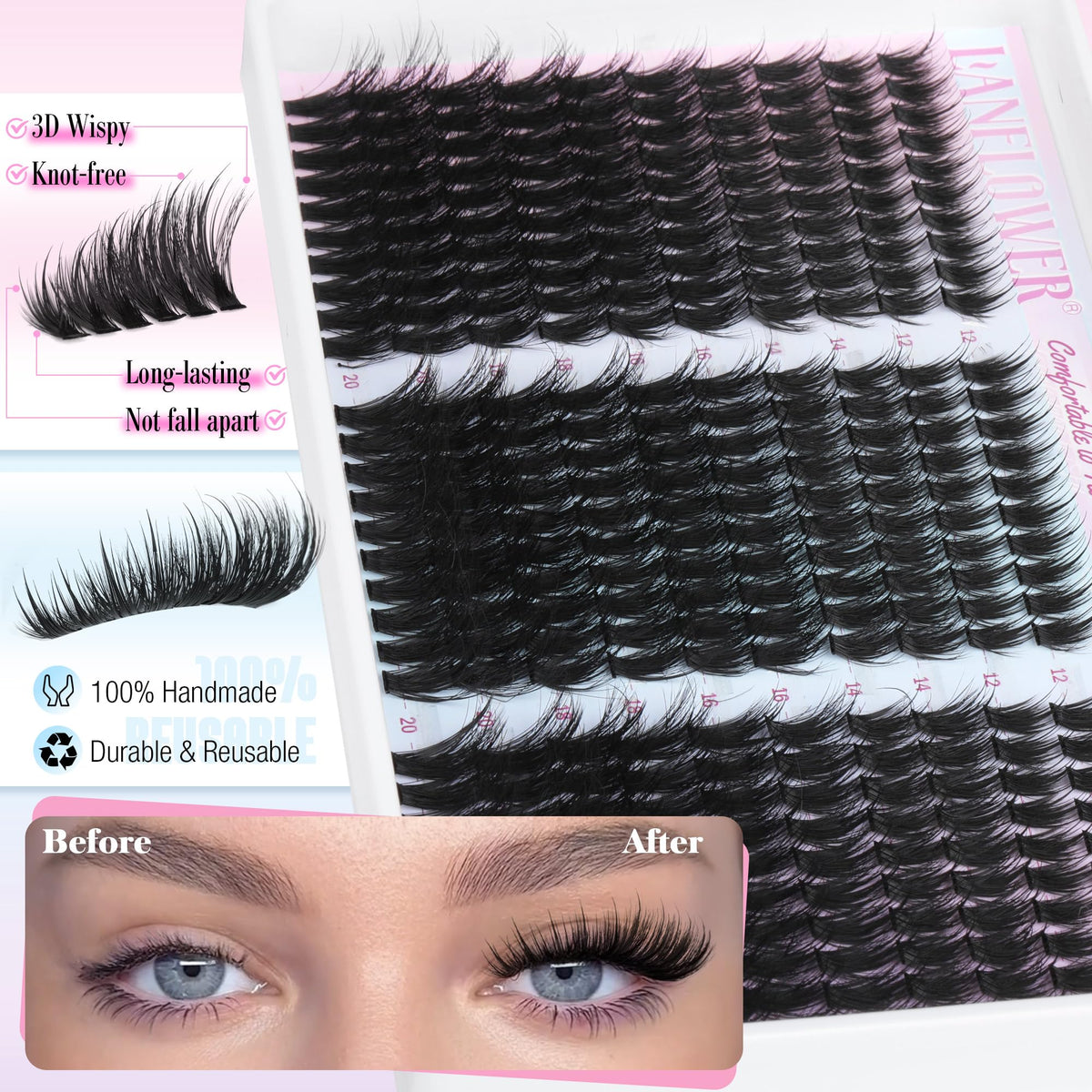 Lanflower Fairy Lash Effect shows multidimensional winged look