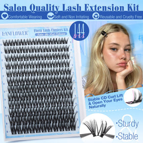 LANFLOWER Flora Lash Clusters Kit closeup of fibers shows six-layer matte texture for seamless blend.