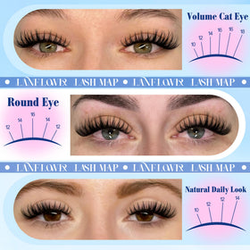 Lanflower mixed-length 10mm-18mm lashes enable natural to dramatic styling.