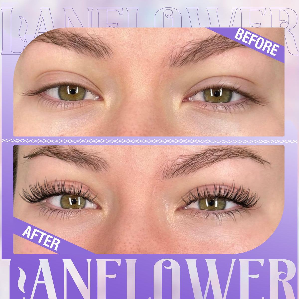 LANFLOWER precision lash tweezers for precise DIY lash placement.