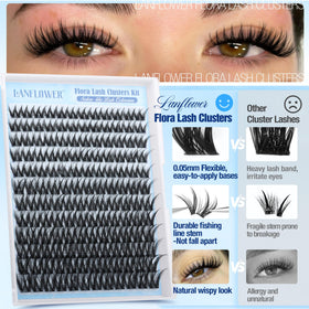 Lanflower ultra-thin band lash extension shows easy application and secure lash line.