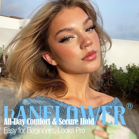 Lanflower wispy cluster lashes in use demonstrate lightweight, comfortable wear.