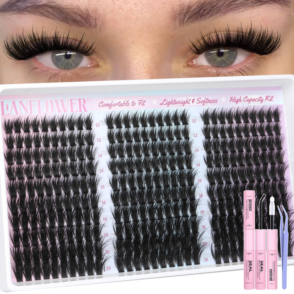 Lanflower Wispy Lash Clusters Kit with natural volume and subtle drama
